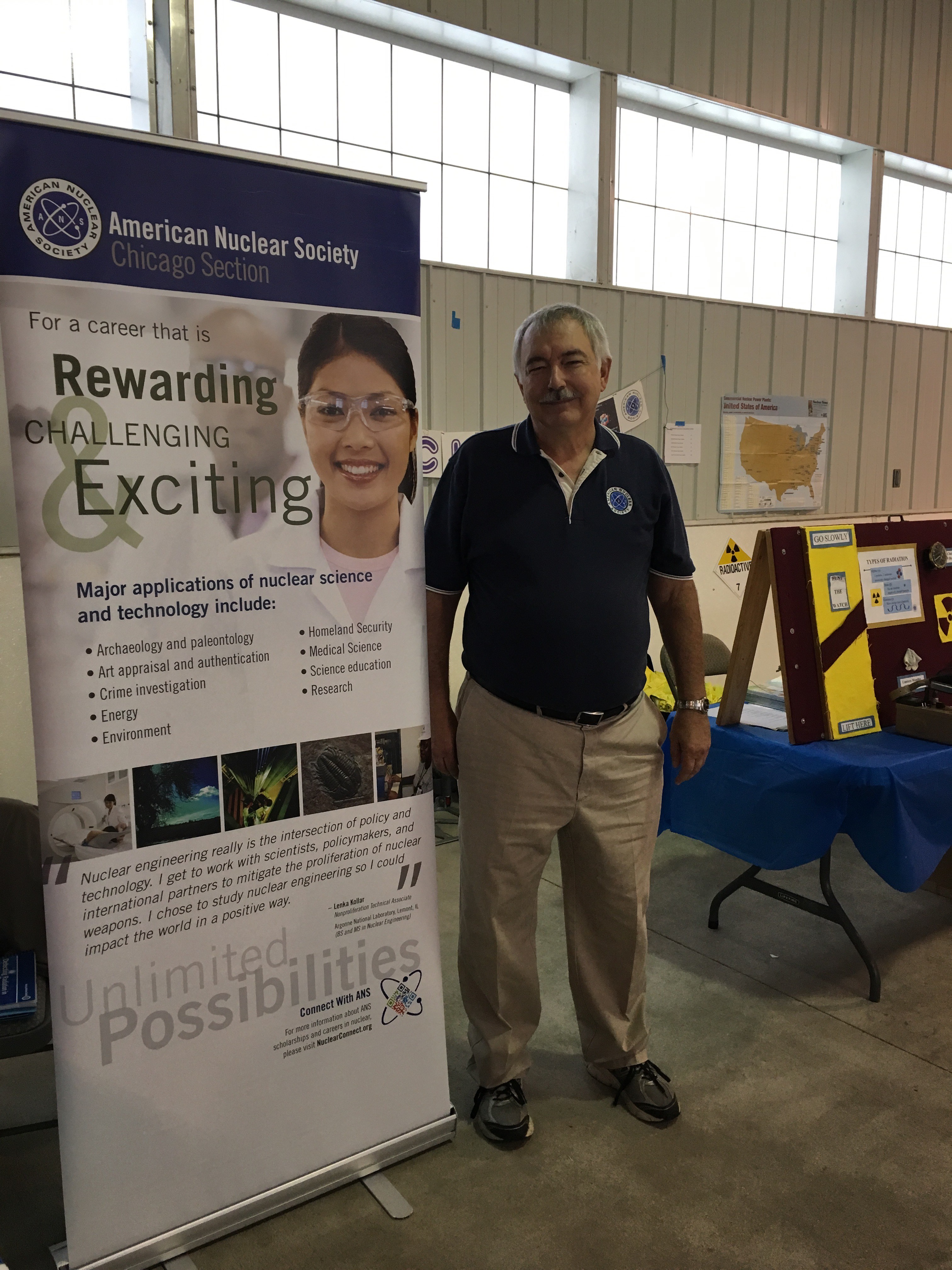 John Paczolt the outreach lead for Chicago ANS at the STEM fair in Joliet 10-2017